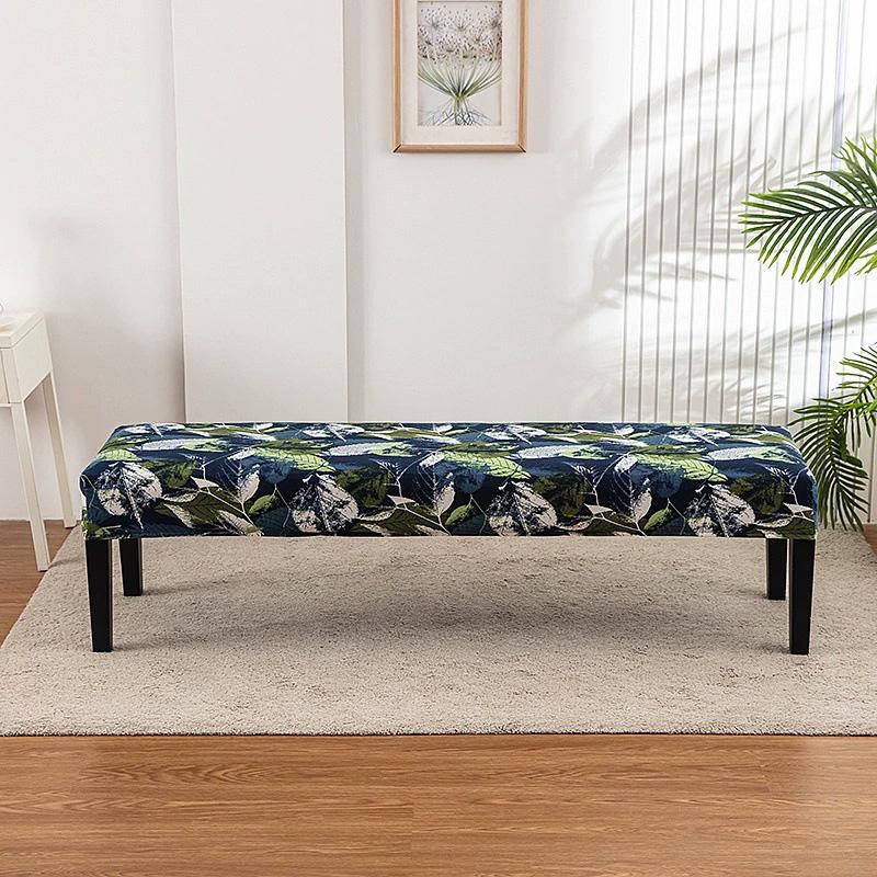 1 шт. Длинный чехол для табурета Нескользящий чехол для длинной скамьи Пылезащитный протектор для скамьи Чехол-накидка Цветочный принт Полная обертка Эластичный чехол-накидка