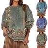 Women's Fashion Casual Round Neck Loose Long Sleeve Retro Printed Sweatshirt