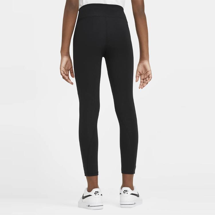 Nike Детские трикотажные спортивные штаны, леггинсы с высокой талией и узором с буквенным логотипом, детские штаны черного цвета CU8248-010