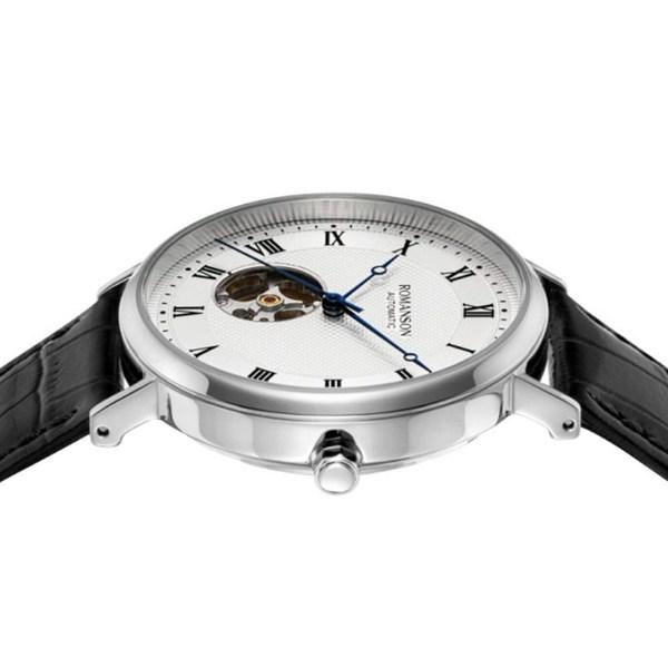 Romanson Черные кожаные часы Kairos Classic Open Heart RWTLRM1B2400WHSI2 + подарочный пакет