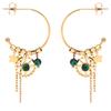 [Q5050] - Steel Designer Hoop Earrings 'Une Etoile Est Née' Golden Green - 25 Mm - 30 Mm
