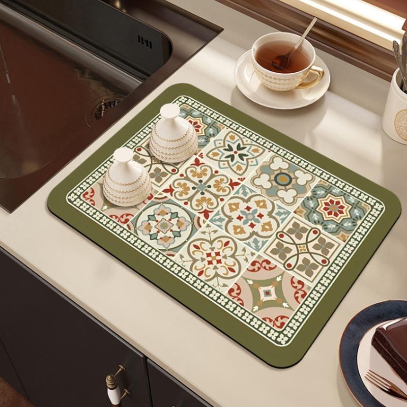 Extremely Simple Style Flower Kitchen Diatomaceous Mud Drainage Pad Absorbent Pad Bar Counter Coffee Machine Pad Placemat
