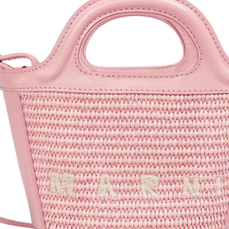Marni Tropicalia Letter Logo Woven Cotton Nylon Shoulder Crossbody Handbag Micro Women handbags Light-Pink BMMP0067Q0P3860ZO708