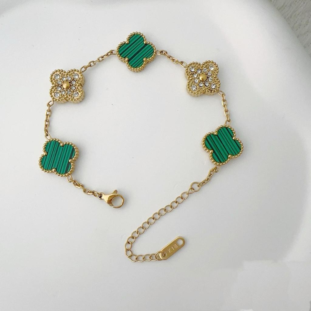 Двусторонний браслет из пяти цветов Браслет с четырьмя листочками клевера Не теряет цвет Женский элегантный легкий роскошный браслет темперамента