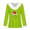 Women's T Shirt Tee Christmas Shirt Long Sleeve Party Christmas Print Fleece Collar V Neck Top