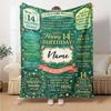 Happy 14Th Birthday Celebration Blanket Personalized Name Soft Warm And Versatile For Sofa Bed Office And Travel Machine Washable Comfortable In All