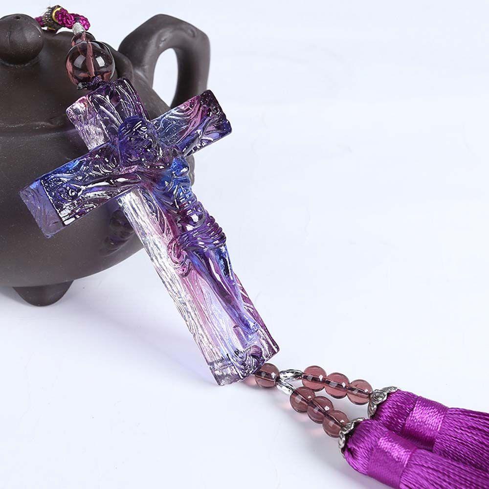 Хрустальный крест Иисуса Христа, автомобильный кулон, автомобильные украшения, христианский орнамент, крестовый кулон