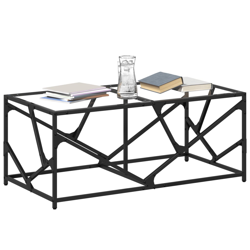 Vidaxl Stolik Kawowy Ze Szklanym Blatem, 98,5X50X41 Cm, Stal