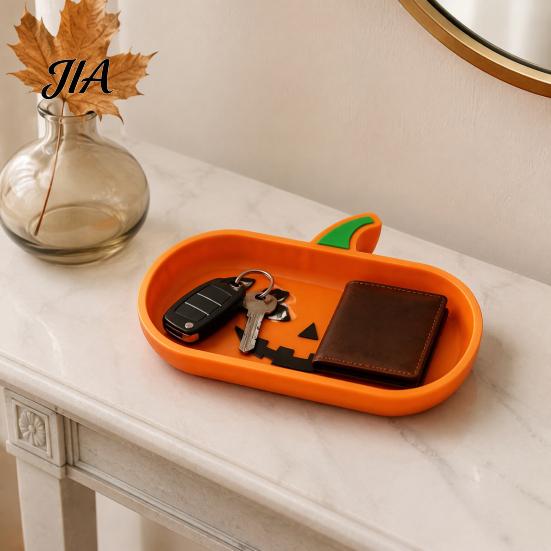 Pumpkin Storage Tray 3D Printed Glasses Tray, Decorative Desktop Organizer Non Slip Stand for Sunglasses Keys & Jewelry, Halloween Themed Home