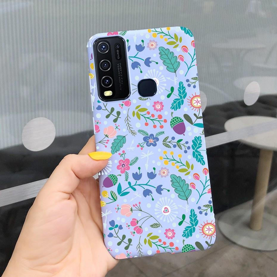 Модный милый чехол из силикона с рисунком цветов и молока для Vivo Y30 1938 Y50 1935 Черный мягкий ТПУ чехол для телефона для Vivo Y 30 50 Y30 2020 Задняя крышка