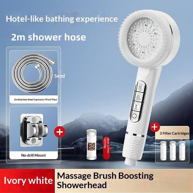 4 button modes, pressurized handheld shower head, bathroom, pressurized shower accessories, bathing tools