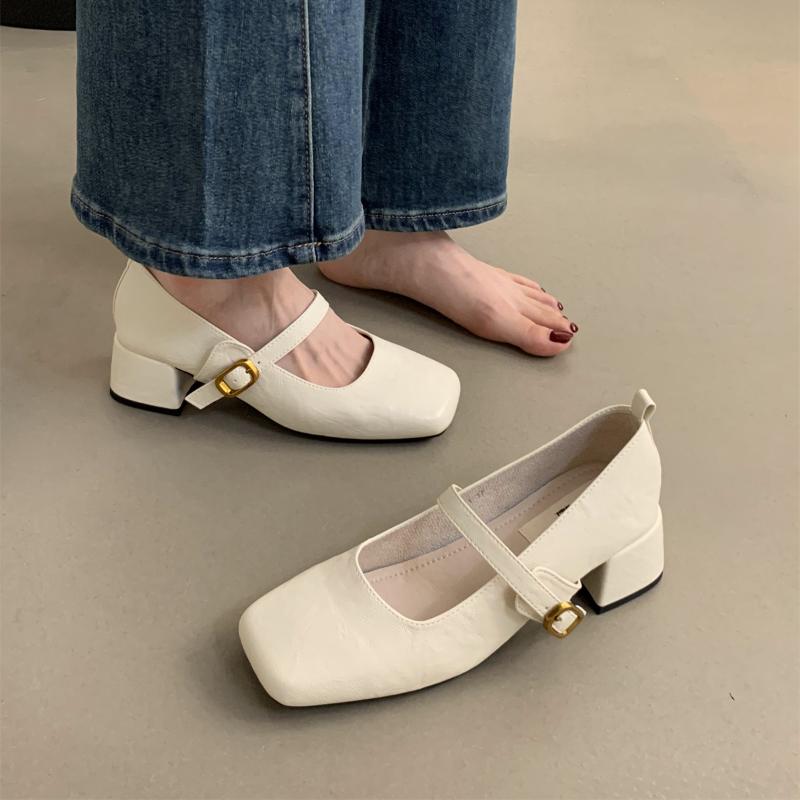 Fashion High Heels Women Mary Jane Shoes Chunky Square Toe Dress Autumn 2024 Shallow Fashion Lolita Luxury Pumps Zapatos Femme
