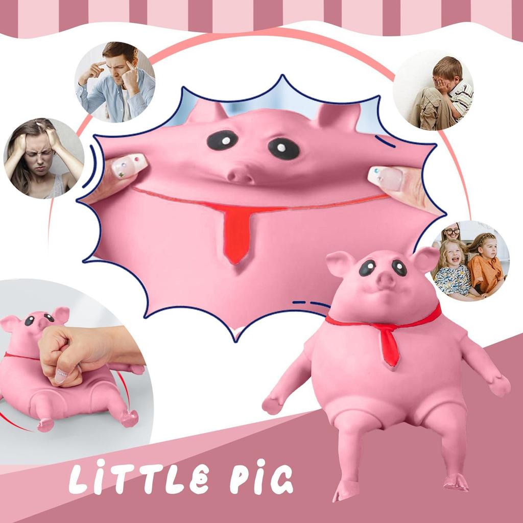 Novelty Toy,Pig Toy Soft And Elastic Decompression Toy,Decompress And Stretch Stress Pig Stress Relief Toy For Kid Adult