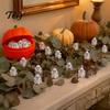 Decorative Pumpkin Container Halloween Box with 20 Mini Ghosts, Storage for Candy & Ghost Figurines Treat, Lid Trick or Treat Holiday Party