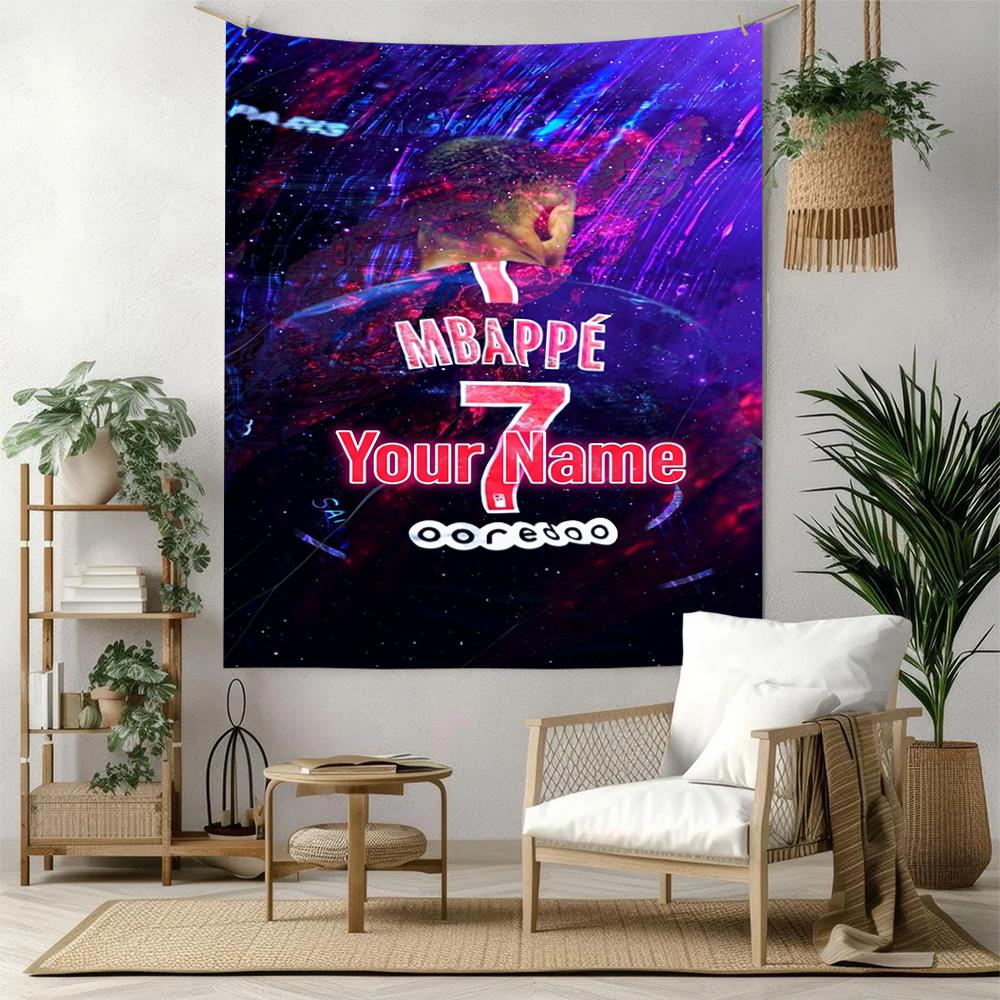 Mbappé Customize Your Name Tapestry Foldable Wall Tapestry Easy to Hang Great for Living Room Decor Ideal for All Seasons