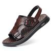 Мода 2025 Лето Новые Мужские Кожаные Сандалии с Открытым Носком Модные Повседневные Пляжные Туфли Мужские Двойного Назначения Молодежные Шлепанцы Обувь Мужчина