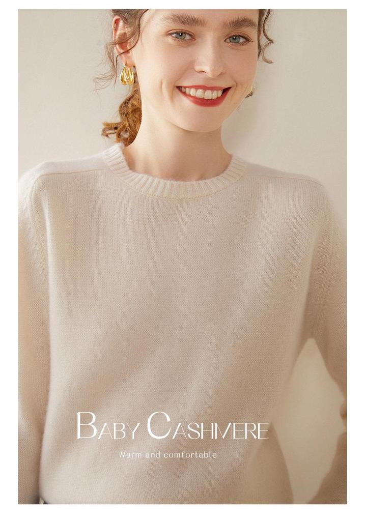 2024 Autumn/Winter Women's Cashmere Round Neck Saddle Shoulder Sweater - Versatile, Thick, Loose Knit Base Layer, Relaxed Fit.
