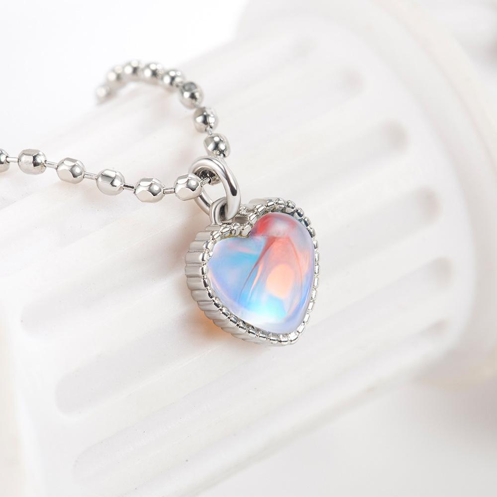 Fashion 925 Sterling Silver Moonstone Heart Crystals Necklaces For Women Luxury Designer Jewelry WholesaleItems