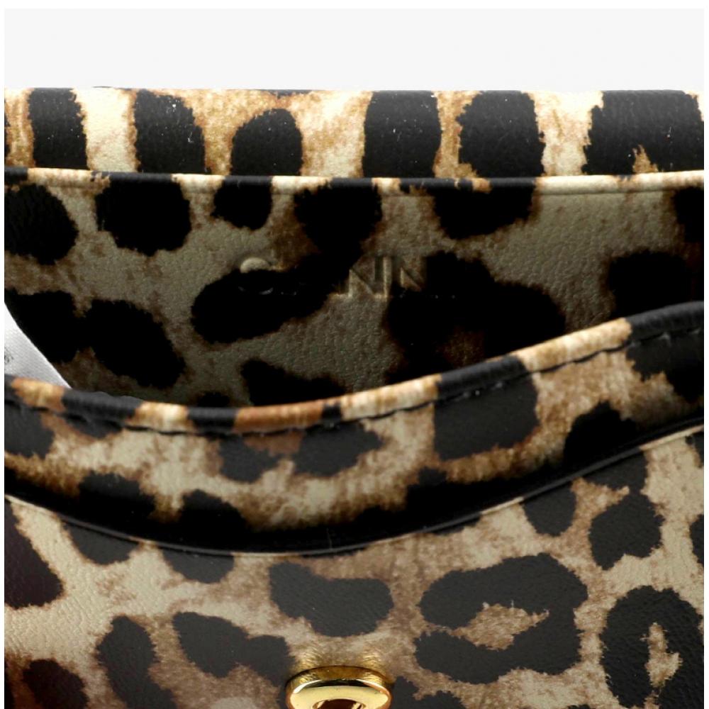 Ganni Leopard Print Butterfly Logo Flap Card Wallet A6545 943