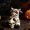 Halloween Gift for Friends Resin Highland Cow Figurine, Mummy Holding Skull Cute Tabletop Party Supplies Ornament, Creative Decor Living Room Showcase