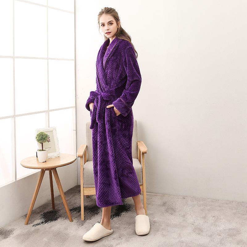 Lounge Robes Autumn and Winter Thickened Facecloth Bebe Velvet Couple Robe Plus Large Size Comfortable and Elegant Fixed Belt Bathrobe Simple Bathrobe