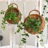 Wall Hanging Natural Wicker Flower Basket Flower Pot Planter Rattan Vase Basket Home Garden Wall Decoration Storage Container