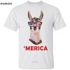 Newest Unisex Tshirt Fashion Fashion Tshirt Unisex Clothing Murica Llama Patriotic Usa July 4 Sunglasses Funny Unisex Tshirt