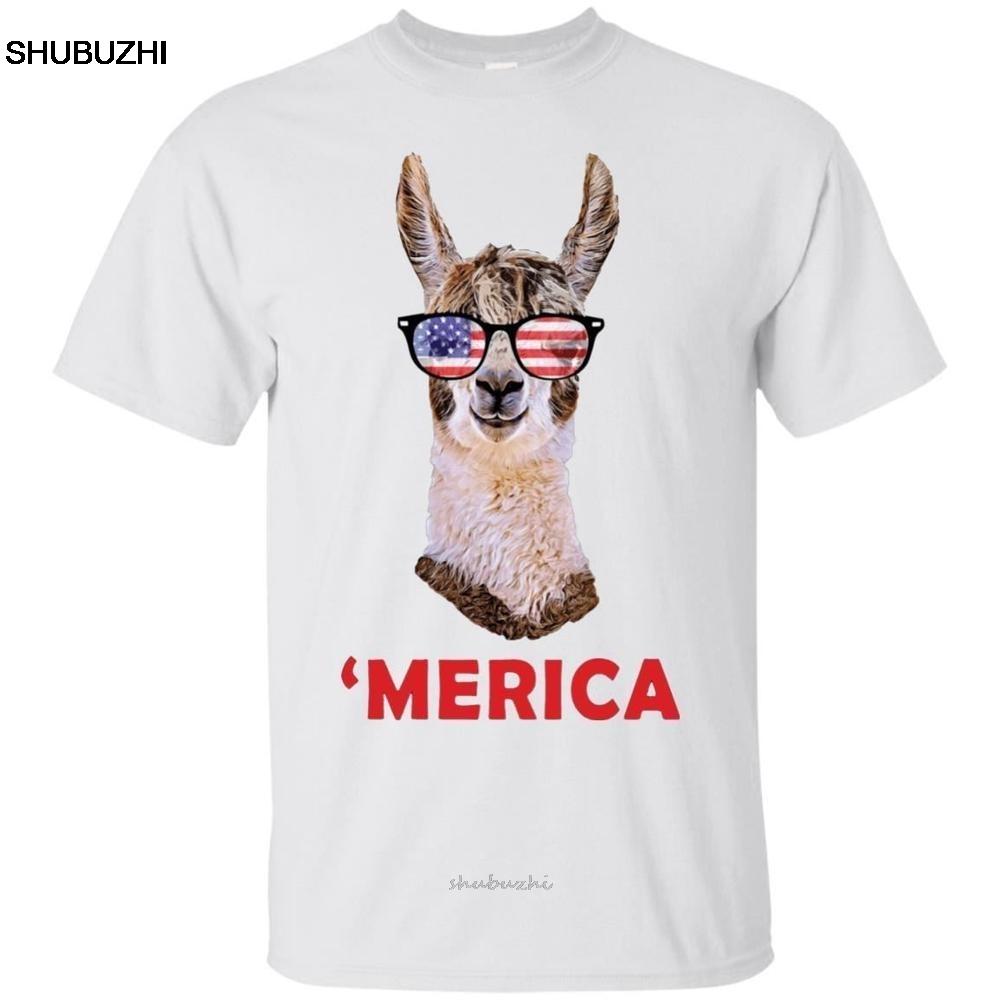 Newest Unisex Tshirt Fashion Fashion Tshirt Unisex Clothing Murica Llama Patriotic Usa July 4 Sunglasses Funny Unisex Tshirt