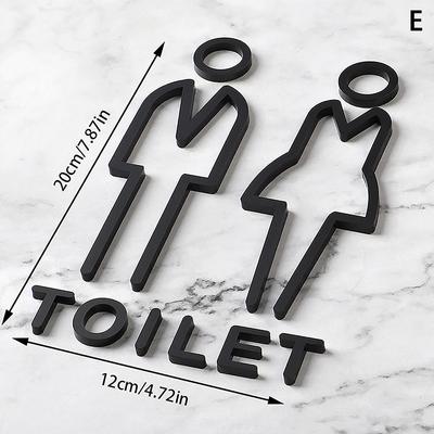 Акриловая табличка для туалета, индивидуальная этикетка для двери туалета, наклейка на стену, простая вывеска для ванной комнаты для мужчин и женщин, индикатор туалета