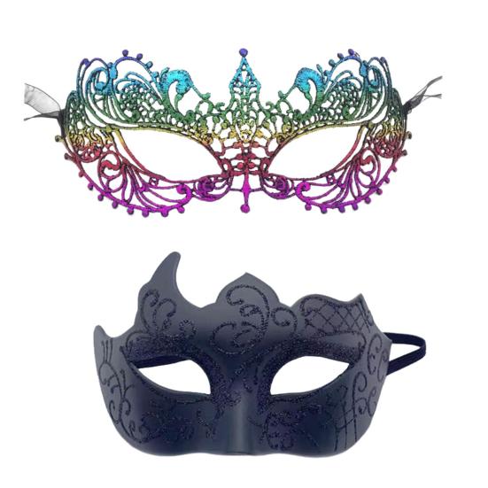 2 Pcs Couple Masquerade Masque Set for Men And Women