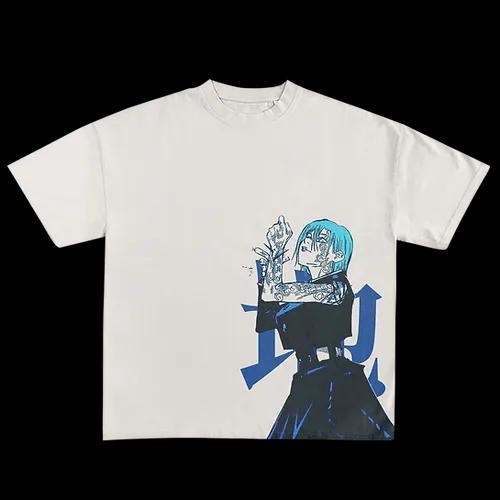 Японское Аниме Совместный Магическая Битва Возвращение Заклинаний Футболка с Коротким Рукавом Мужская и Женская Плотная Прямая Печать