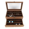 12 Slots Glasses Box Wooden Double Layer Glasses Display Case Box Organizer Decoration