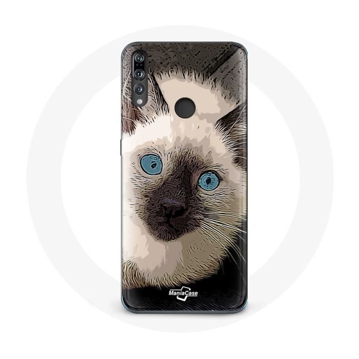 Coque pour Huawei p30 lite Chat Siamois Noir et blanc aux Yeux Bleus