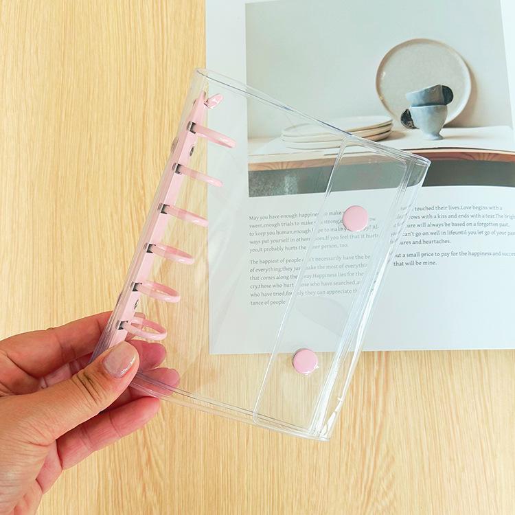 A7 Double Botton Colorful Transparent PVC Soft Cover Binder Cover Journal Sketchbook Accessories Diary Office Supplies