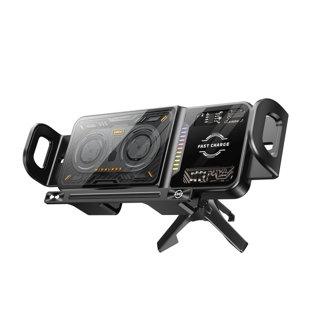 Держатель для телефона в автомобиль с беспроводной зарядкой, вращающийся на 360 градусов, с двумя катушками, для Samsung Galaxy Z Fold 7 6 5 4 Z Flip S25 S24 S23 S22 iPhone