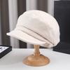 Duckbill beret for women, elegant small plaid painter's hat for autumn and winter, big head wrap, face-enhancing small octagonal hat