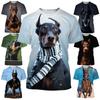 Модные мужские и женские футболки Doberman с 3D-печатью, повседневные, с коротким рукавом