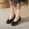 Fashion 2025 New Soft Leather Shoes Solid Color Comfortable Female High Heels Fashion Elegant Square Toe Shoes Minimalist Women's Pumps