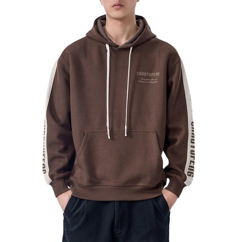Autumn And Winter Heavy American Contrasting Color Long-Sleeved Hooded Sweater Men'S Loose Large Size Youth Long-Sleeved Casual Jacket Tide