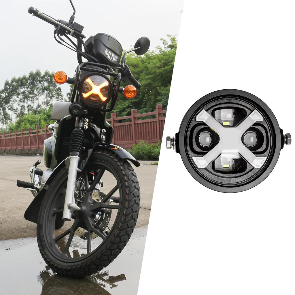 Motikvans Фара Cross Cub 110 с DRL LED мотоциклетная фара переключение дальнего и ближнего света совместима с Honda Cross Cub CC110 желтый (X