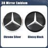 Hot Car Sticker Black Border 3D Mirror Emblem For Mercedes Benz E-Class W213 2016-2020 Silver Car Front Grilled Star Emblem Logo