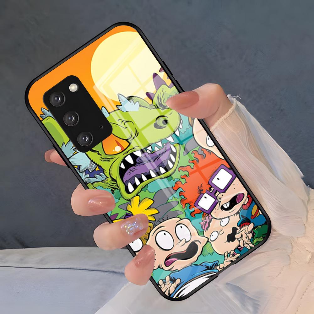 Мультяшный чехол-R-Rugrats для телефона Samsung S26 S25 Plus S20 S20 Plus S22 Ultra S23 FE S21 Plus S21 Ultra Стеклянная крышка