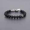 [KOAI] 8mm Matte Onyx Fleur-de-Lis Lucky Bracelet