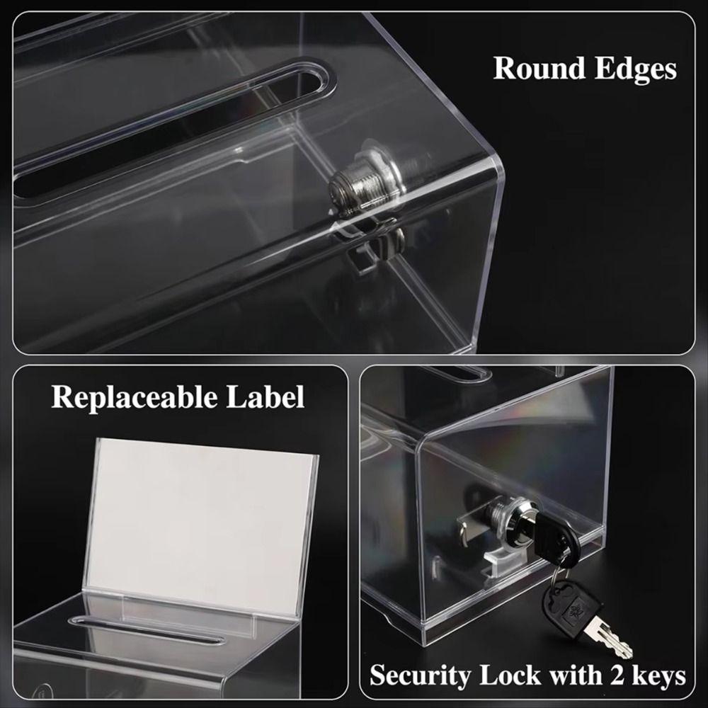 Voting Charity Acrylic Donation Box With Lock Suggestion Box Portable Ballot Box  Business