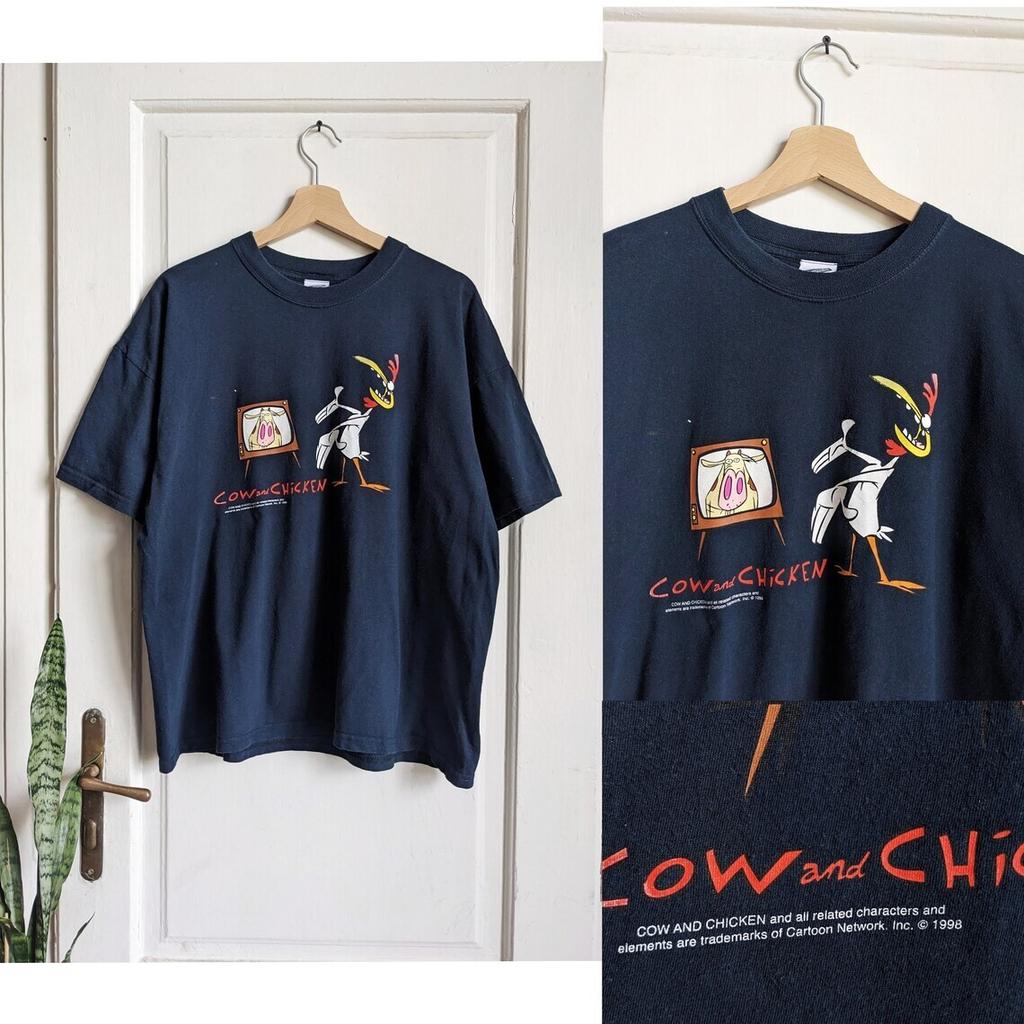 Vintage Cow and Chicken 1998 Cartoon T-Shirt