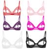 Women's Lace Open Bra Wire-Free Unlined Push-up Triangle Bralette Top Nightwear