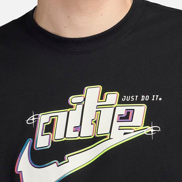 Nike Повседневная мягкая футболка с коротким рукавом и принтом букв, мужская, топы, черная FV3746-010
