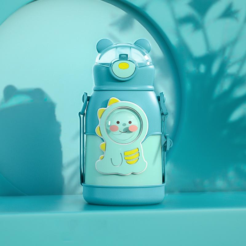 Kawaii термос, милая бутылка для воды для детей, школьная кофейная кружка для девочек с соломой, термосы из нержавеющей стали 316 с изоляцией