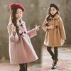 Girls Woolen Coat Autumn Winter Korean Version Long Kids Jacket Double Breasted Children Outerwear Clothing