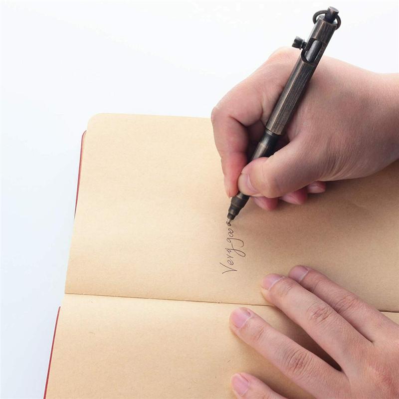 Портативная твердая латунная ручка с болтом и кольцом квадратной формы в стиле ретро, карманная деловая подпись